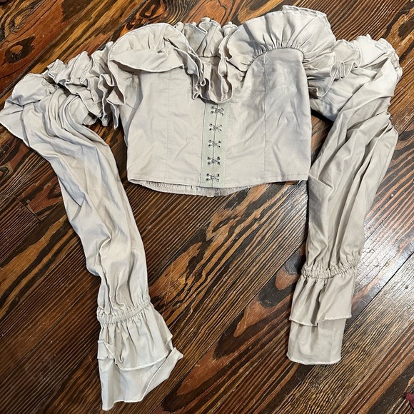 AKIRA Tops - AKIRA CROPPED CORSET off the shoulder ruffle top
